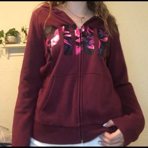 maroon pink zip up